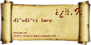 Óvári Imre névjegykártya
